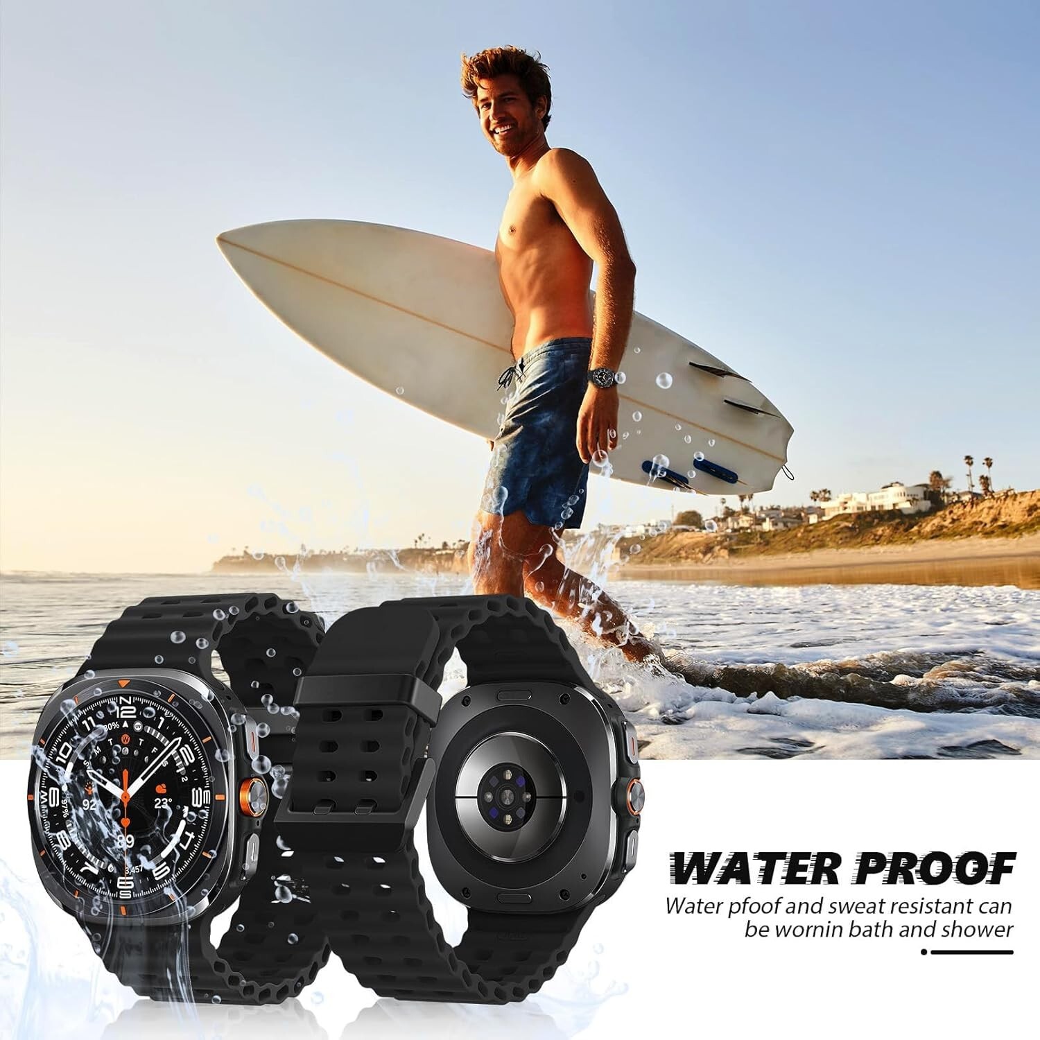 Soft Silicone Strap Band Compatible with Samsung Galaxy Watch Ultra 47mm,Black