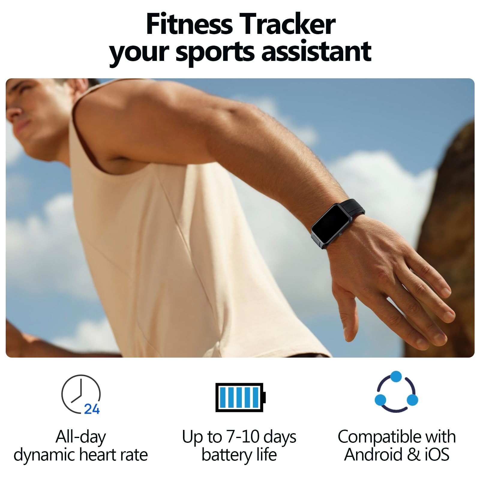 Fitness Tracker with Heart Rate, Sleep Monitor, 100+Sports Modes Smart Watche…