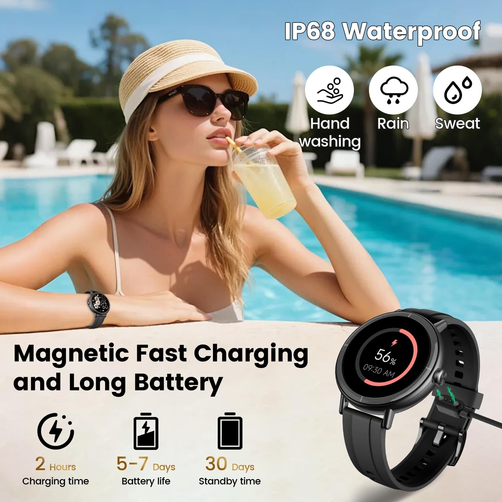 for Women, 1.27″ HD Fitness Tracker with Bluetooth Calls(Answer&Make) IP68 Wa…