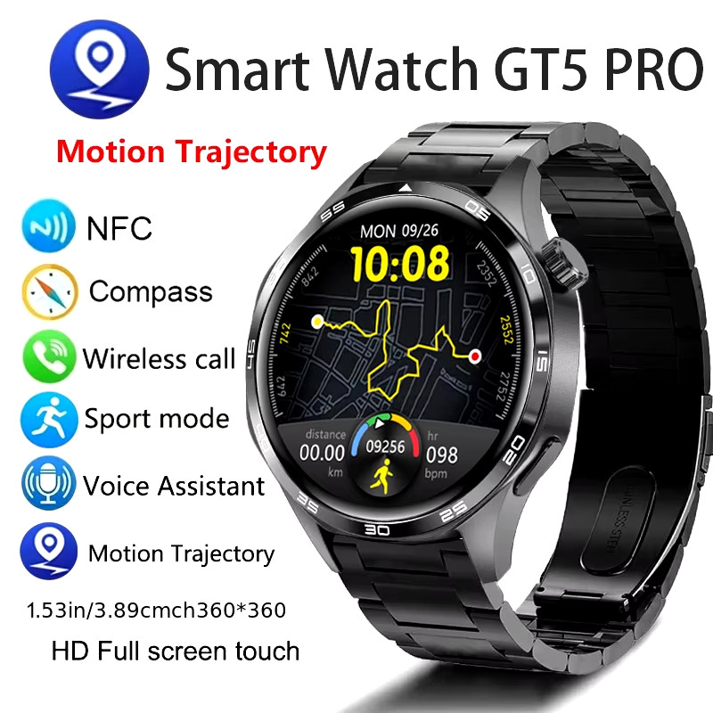 GT5 PRO Smart Watch Men Watch 5 Pro AMOLED HD Screen Bluetooth Call GPS Trajecto