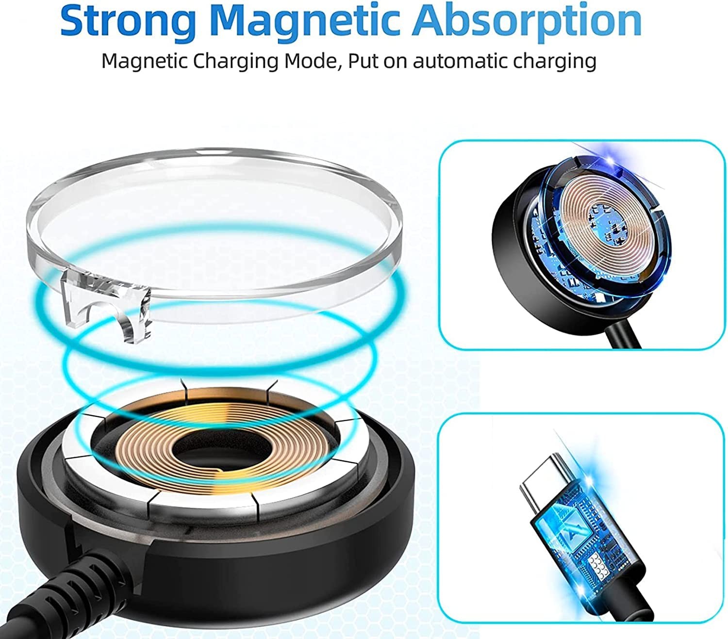 Magnetic Charging Dock Cable for Samsung Galaxy Watch 3 4 5 6 USB C 3.3FT