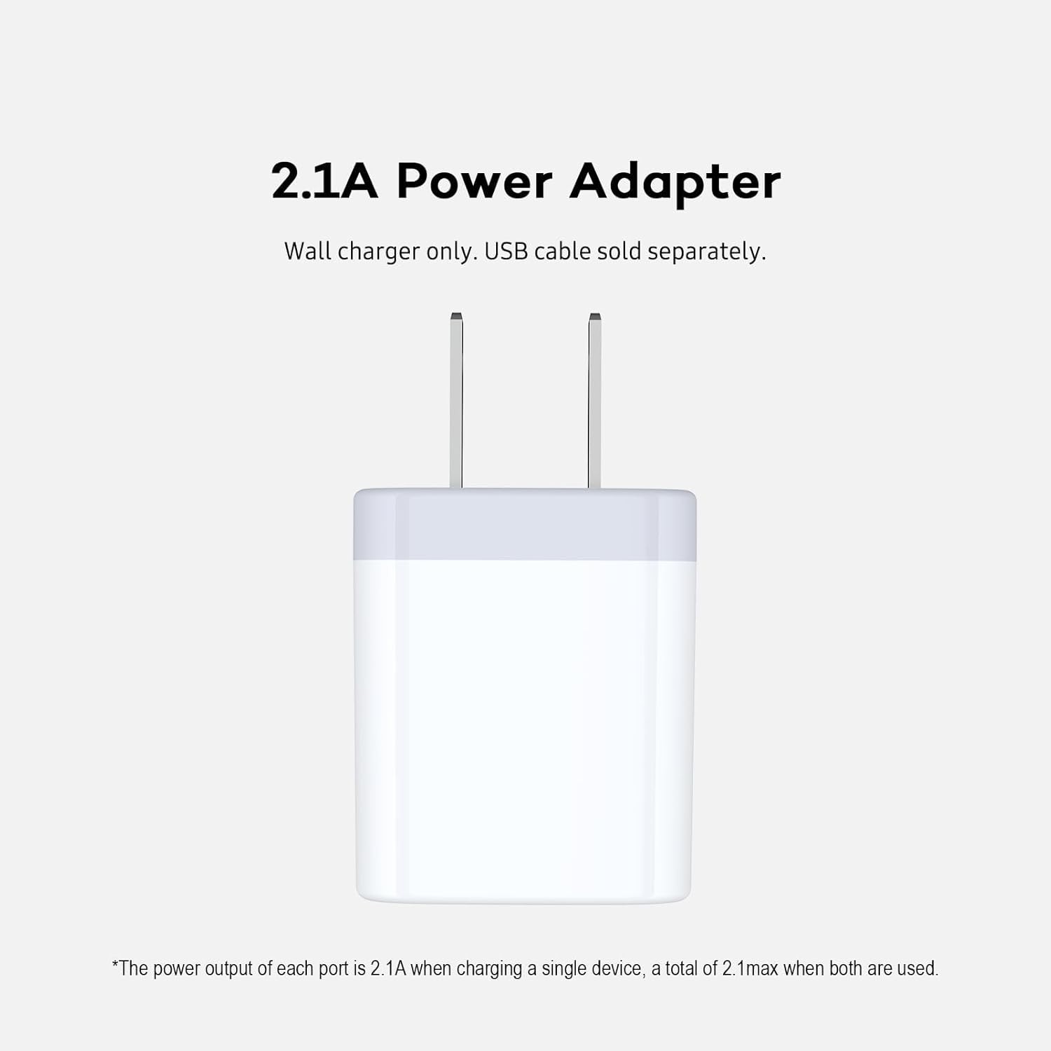 2-Pack USB Wall Charger Adapter Cube 2.1A Dual Port Quick Plug for iPhone Samsun