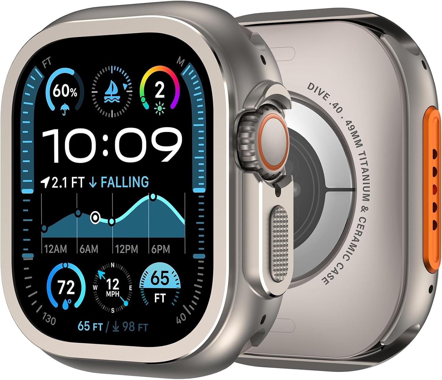 Rugged 2 in 1 Case for Apple Watch Ultra 49mm, Metal Thin Frame Bumper Cover