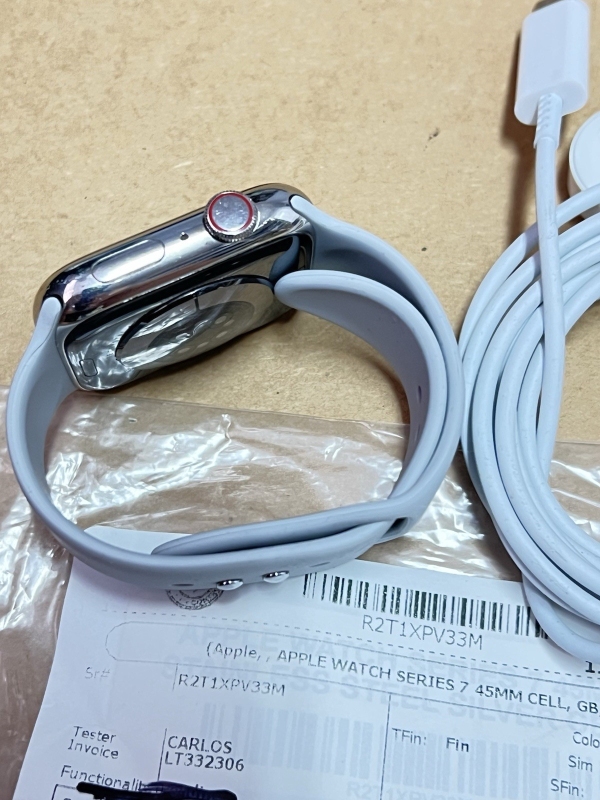 Apple Watch Series 7 45mm SILVER Stainless Steel Case with Sport band