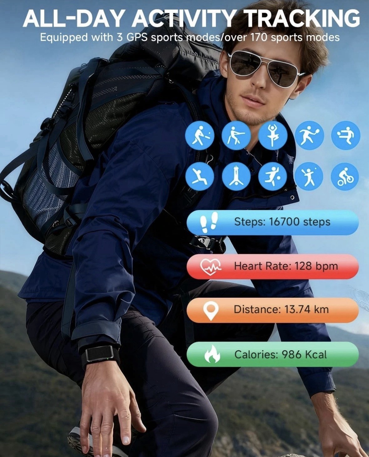 DS05 Smart Health Fitness Tracker Bracelet 24/7 Heart Rate Activity Monitor