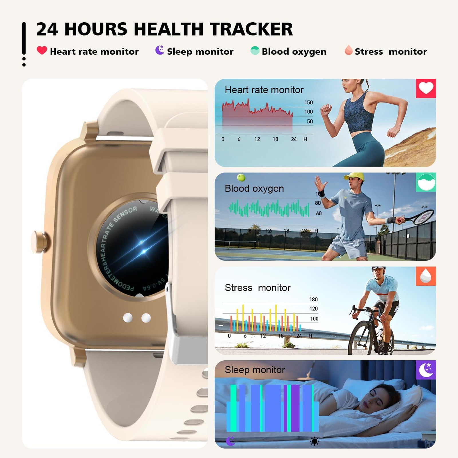 Smart Watch for Men Women 1.83 Inch Touchscreen Heart Rate Fitness Tracker