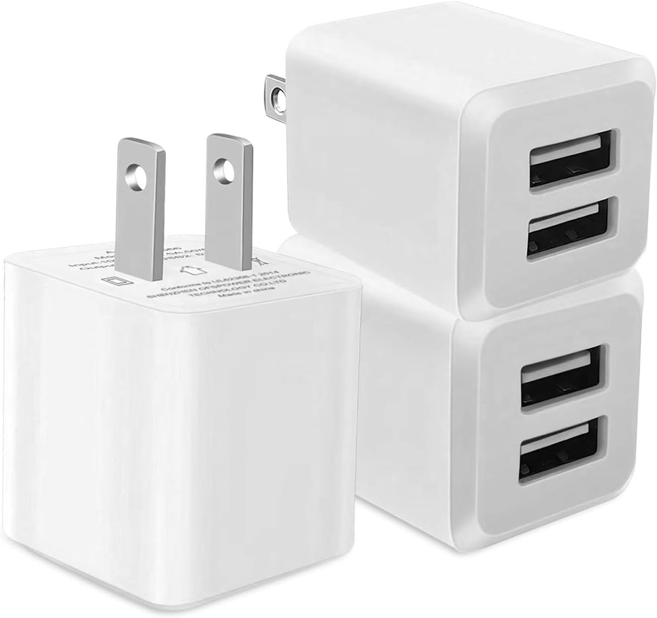 Fast Charging USB Wall Charger Block, Dual Port Power Adapter for iPhone 14 and