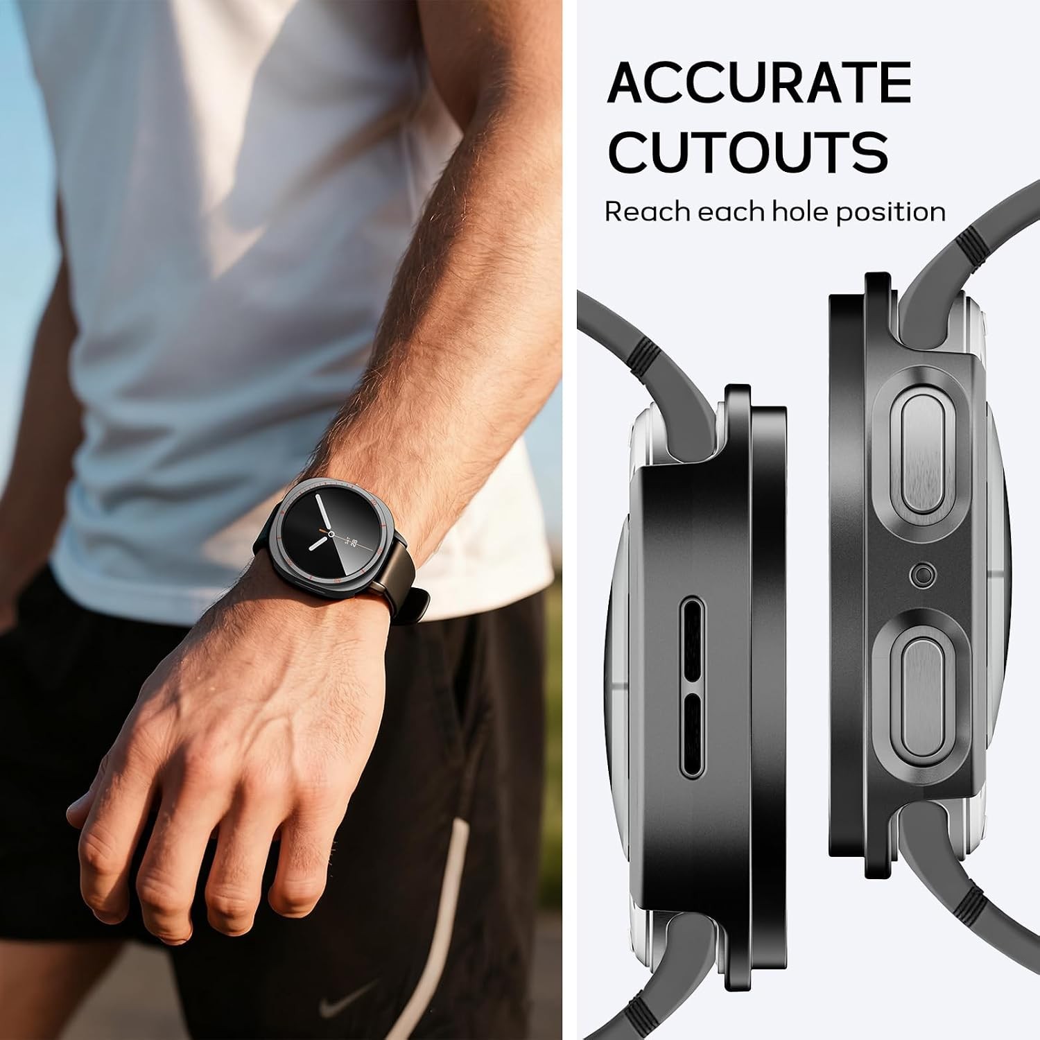 2-Pack Black Waterproof Bumper Case with Screen Protector for Galaxy Watch 8 44m