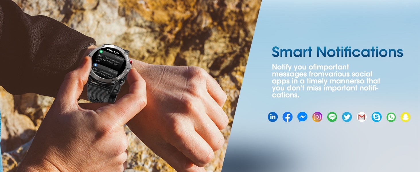 Smart Watch Android with Bluetooth Call Dial/Heart Rate Outdoor Sports waterproo