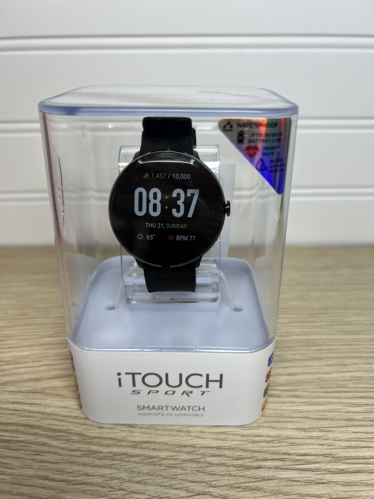 iTouch Sport Smartwatch Fitness Tracker Black Case Black Strap Factory Sealed