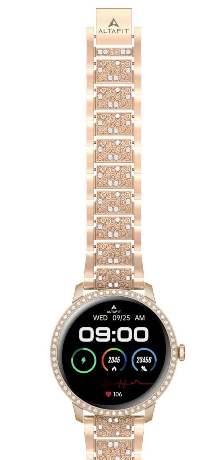 AltaFit AF25 Bluetooth Smartwatch with Extra Milanese Band Rose Gold