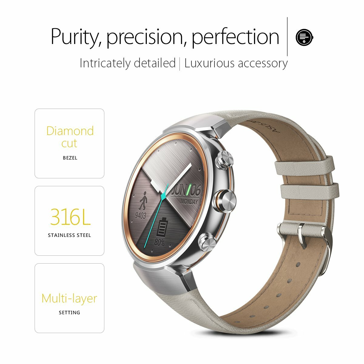 Asus ZenWatch 3 WI503Q-SL-BG AMOLED 1.39″ Smart watch WiFi Beige Leather