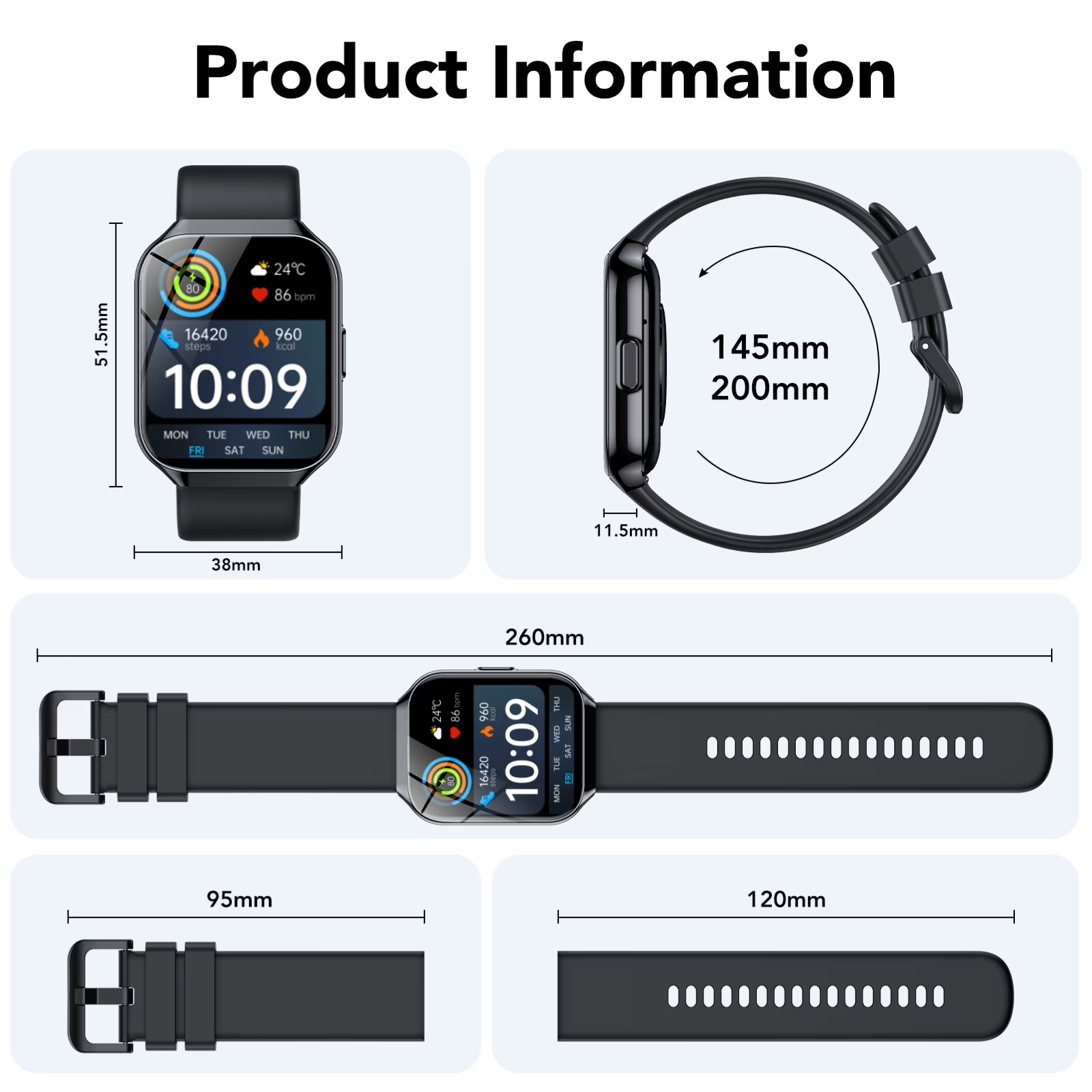 2026 NEW Smart Watch, 1.96”HD Screen SmartWatch for Men-waterproof/100 modes