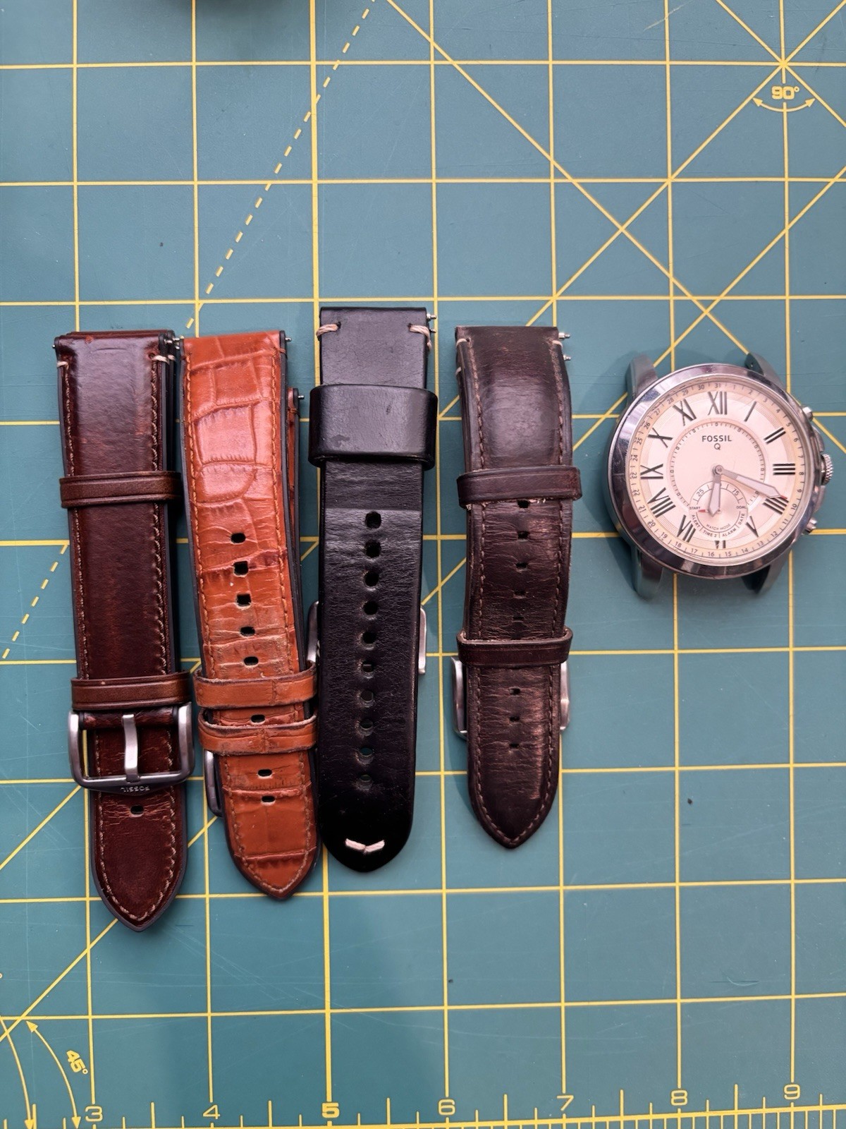 Fossil Q Grant Men’s Smartwatch FTW118, Hybrid Gen1, 4 Straps Leather