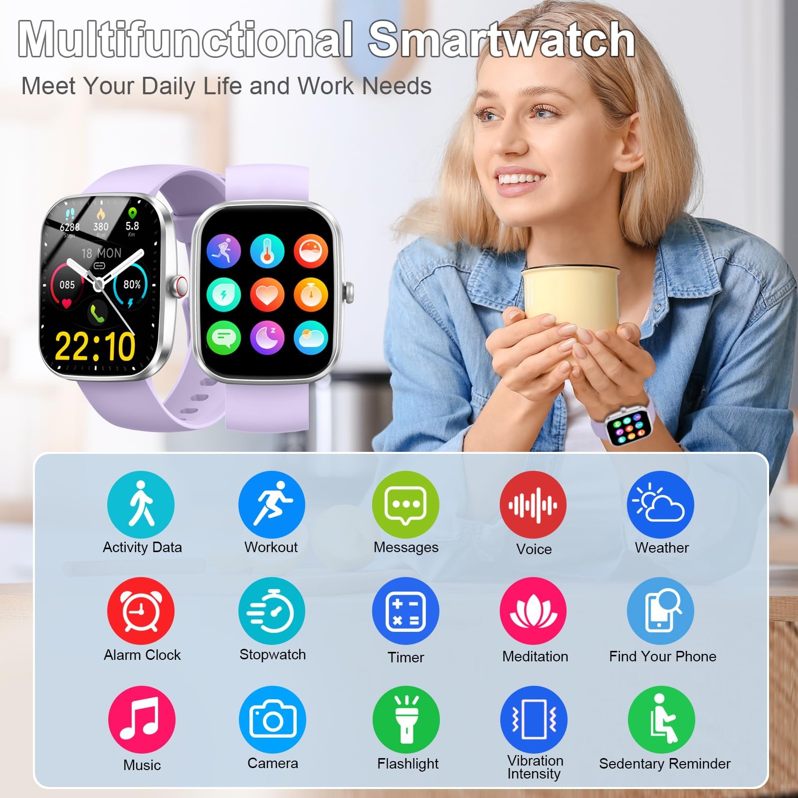 Smart Watch(Answer/Make Calls), 1.91″ Smartwatches for Women Men, Fitness Tra…