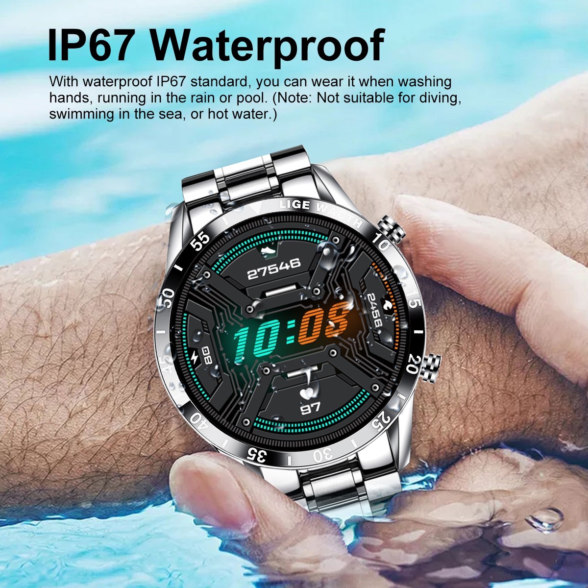 Smart Watch Military Tactical Men Sports Heart Rate Fitness Tracker Wristwatch
