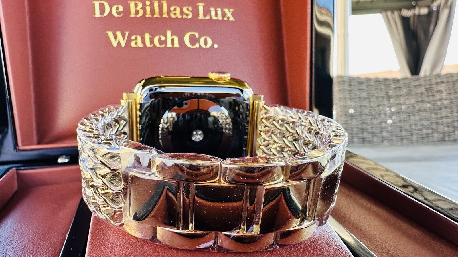 Custom 24k Gold Plated 45mm Apple Watch Stainless Steel Series 9 Chains Band