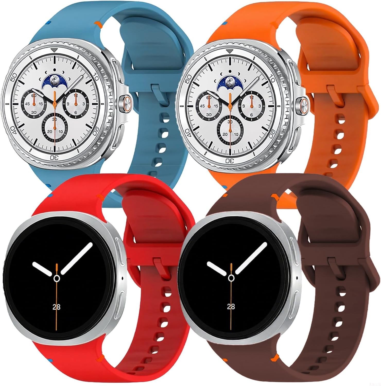 4-Pack Silicone Bands for Samsung Galaxy Watch 8 40mm 44mm – Soft Sport Straps