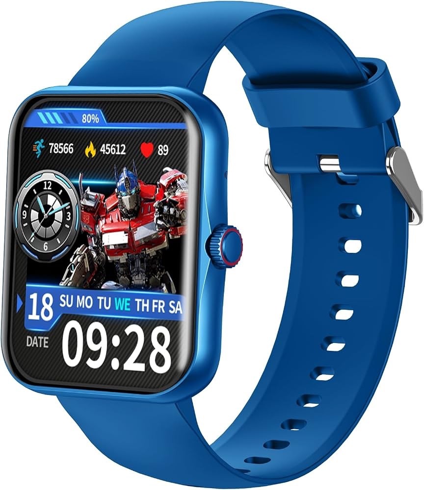 Transformers S80K Kid Smartwatch Fitness Tracker Square HD Touch Screen Blue NIB