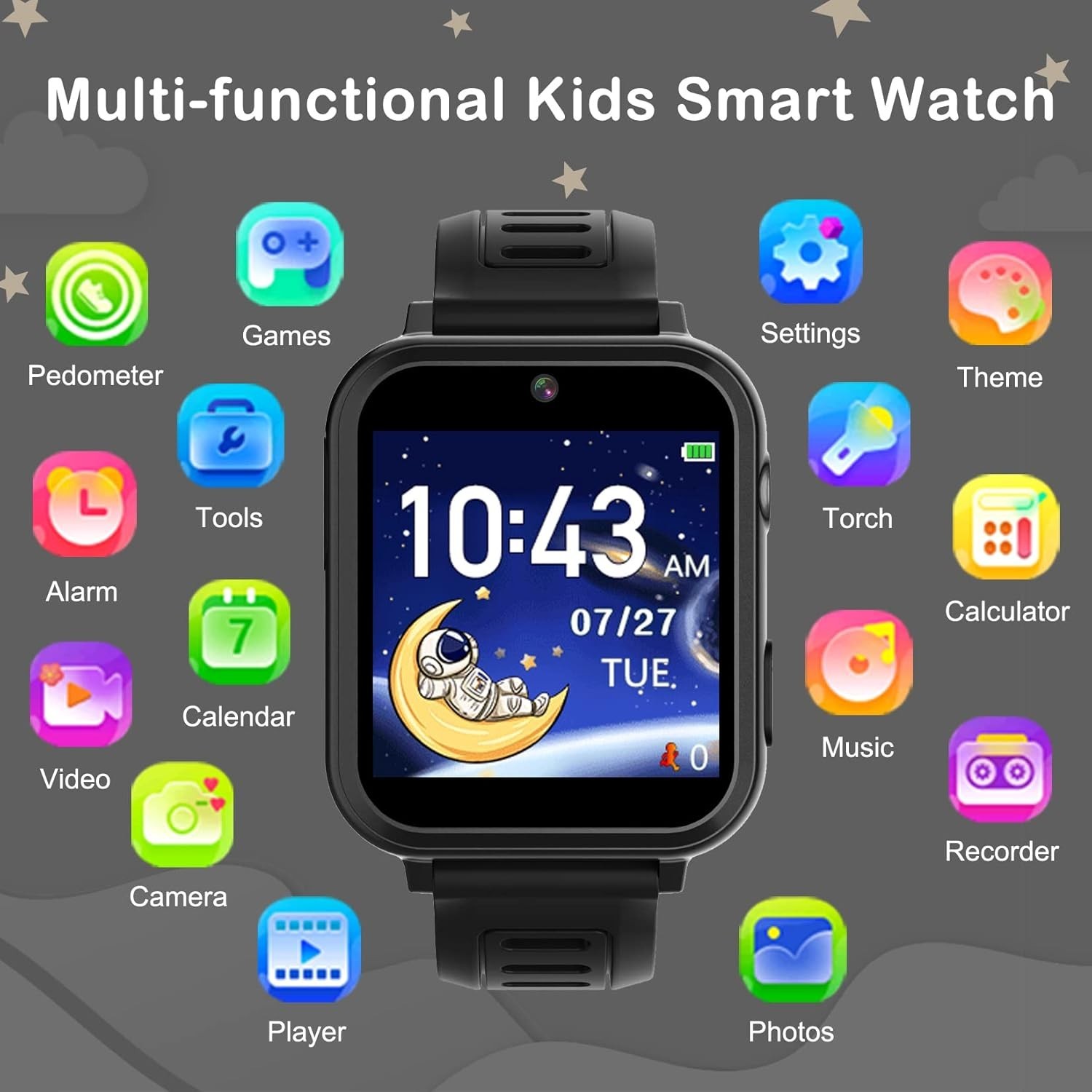Fun Multifunctional Smart Watch for Kids – Camera, Games, Music & More