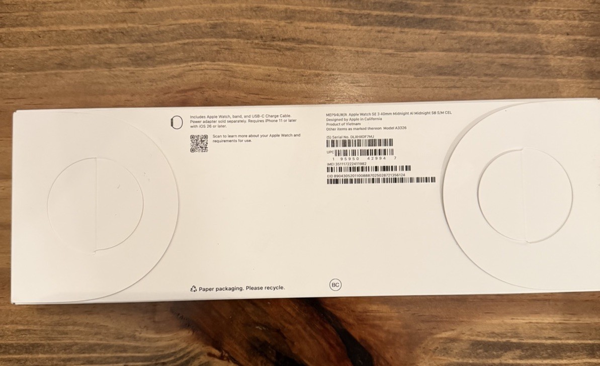 Apple Watch SE 3rd Gen 40mm Midnight Aluminum with Midnight Sport New Sealed