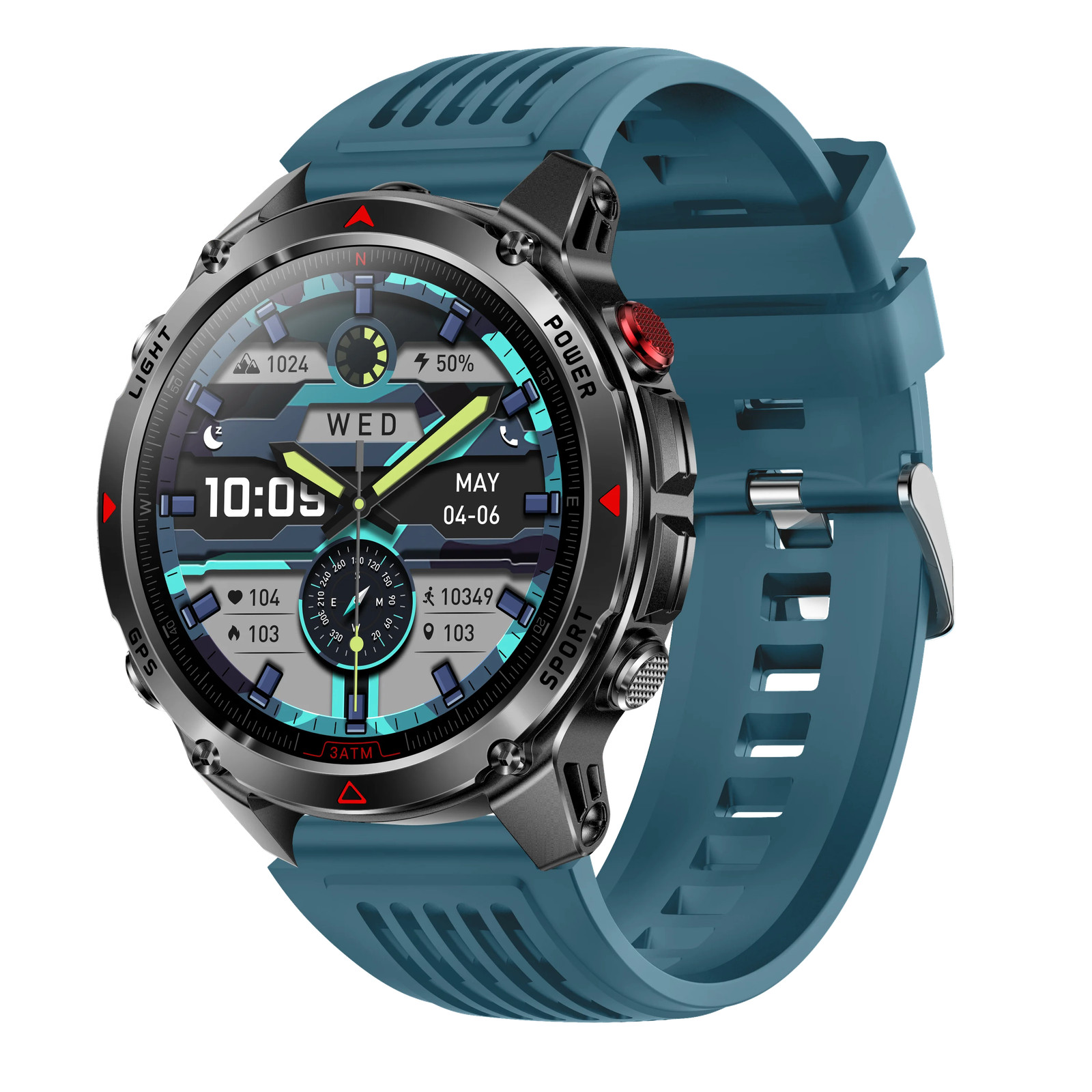Military Smart Watches For Men Outdoor GPS LED Flashlight Rugged Fitness Tracker