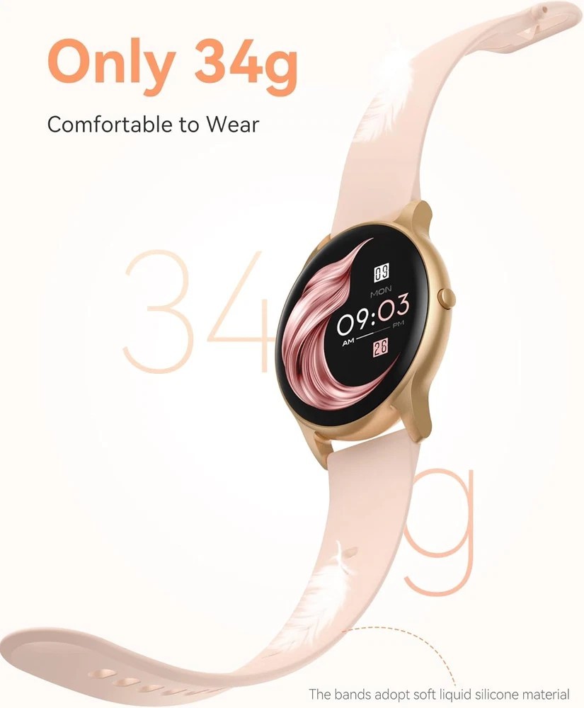 AGPTEK Smart Watch for Women, 5ATM Waterproof Smartwatch for Android and iOS Pho