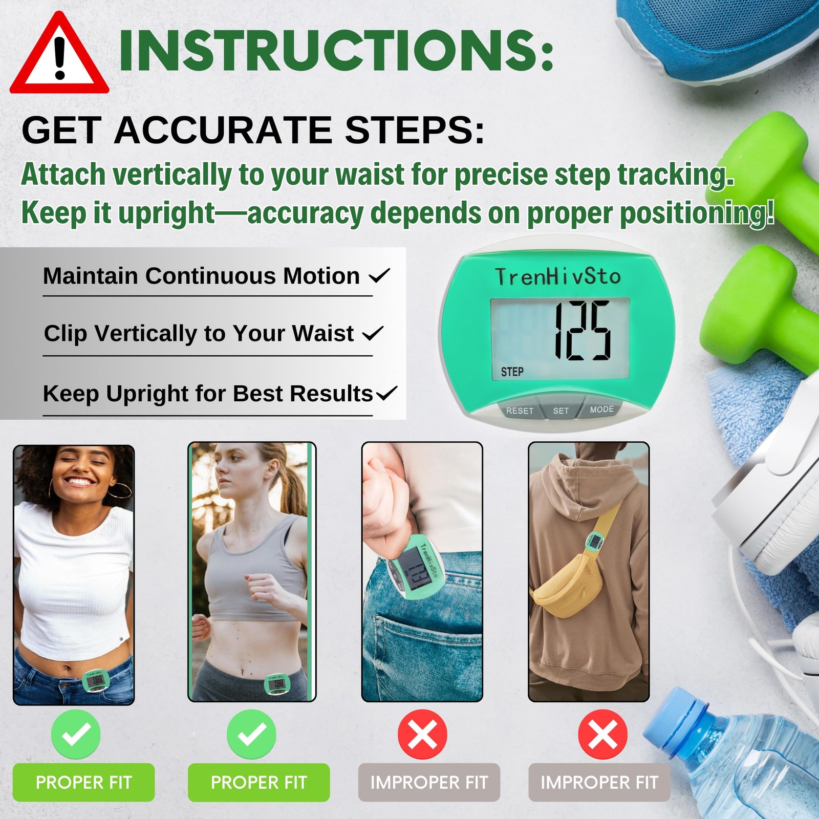 Pedometer for Walking Steps and Miles,Simple Step Counter Clip on Pedometer for