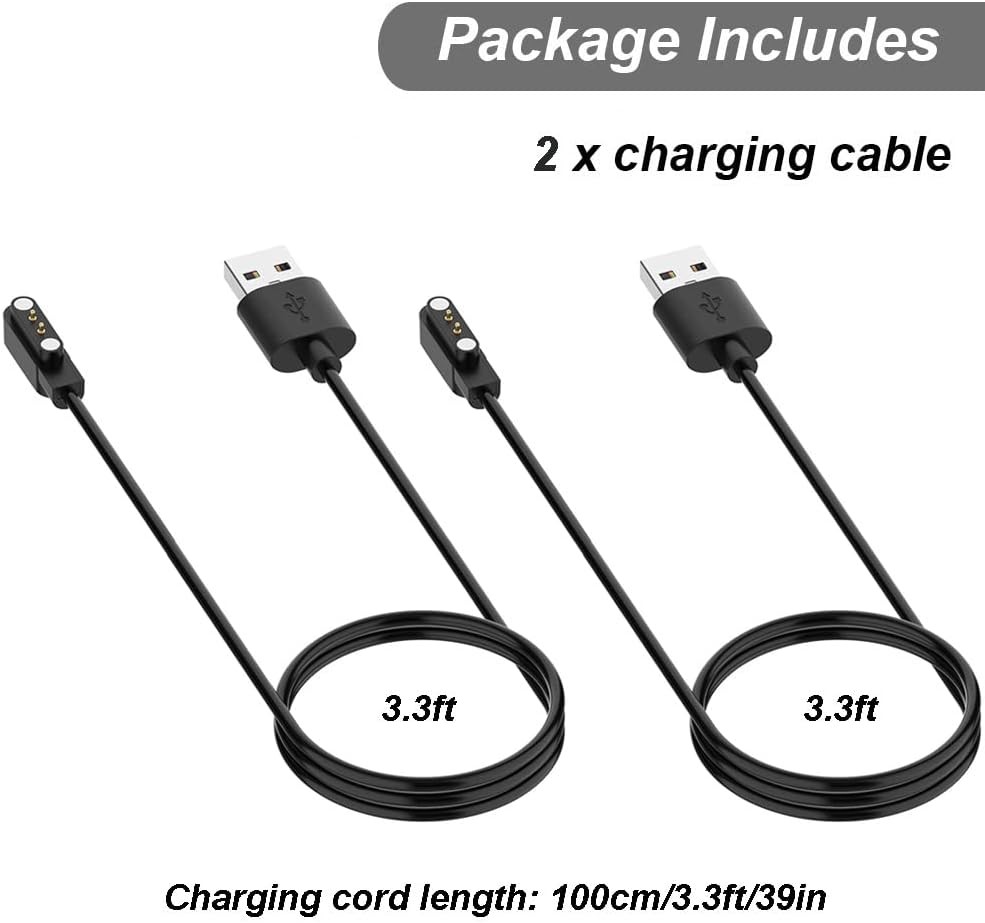 VeryFit Smart Watch Charger – Magnetic Charging Cable (2-Pack, 3.3ft/1m) for IDW