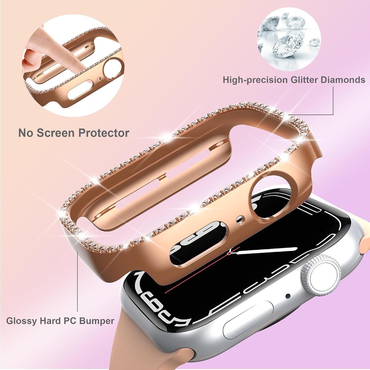 8 Colorful Glitter Diamond Bumper Case Set for Apple Watch Series 11 46mm
