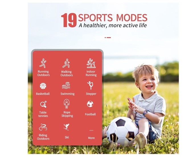 Kids Fitness Tracker Watch, IP68 Kids Waterproof Smart Watch with 19 Sport Heart