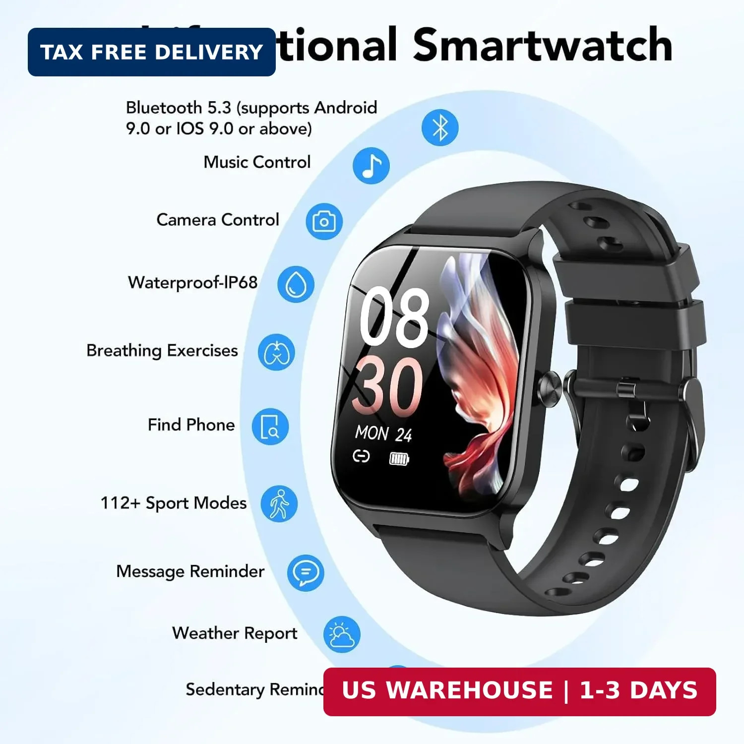 Smart Watch for Men Women, 1.85″ HD Fitness Tracker with Bluetooth Calls/AI Voic