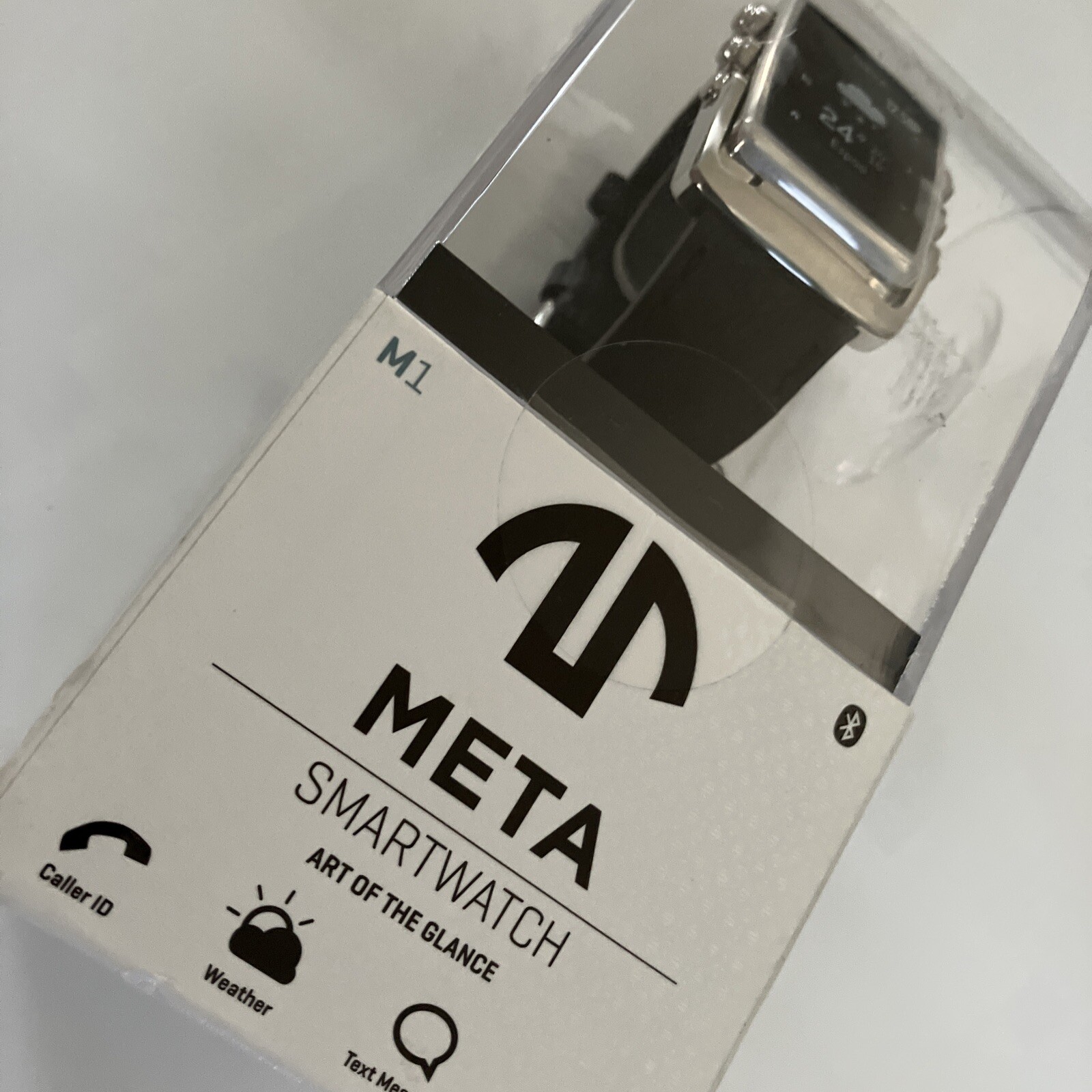 MINT META WATCH MW4001 Smart Watch Ltd STAINLESS STEELE CASE Black Leather Strap
