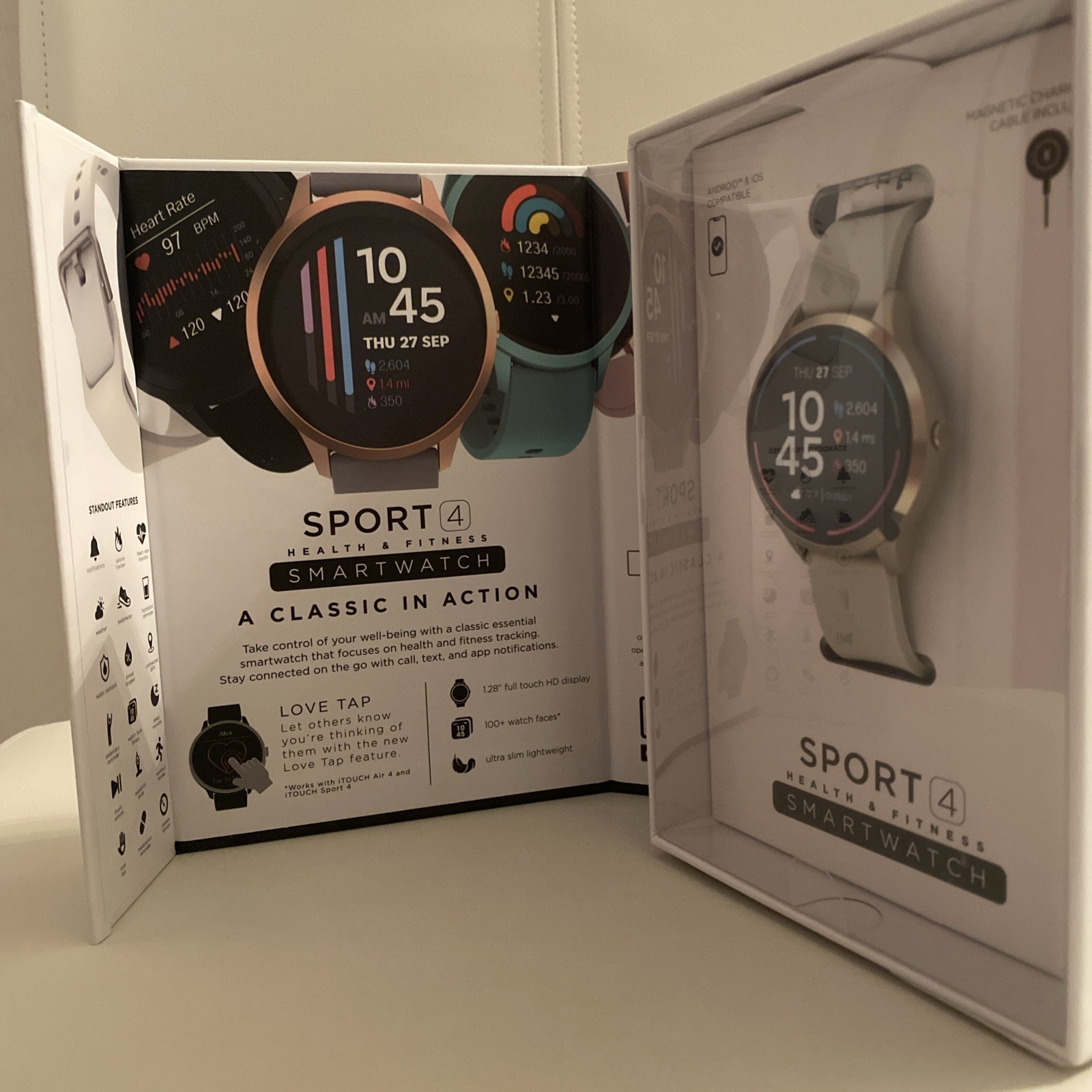 iTouch Sport 4 Smartwatch Fitness Heart Rate, 100+ Sports, Bluetooth-Titanium