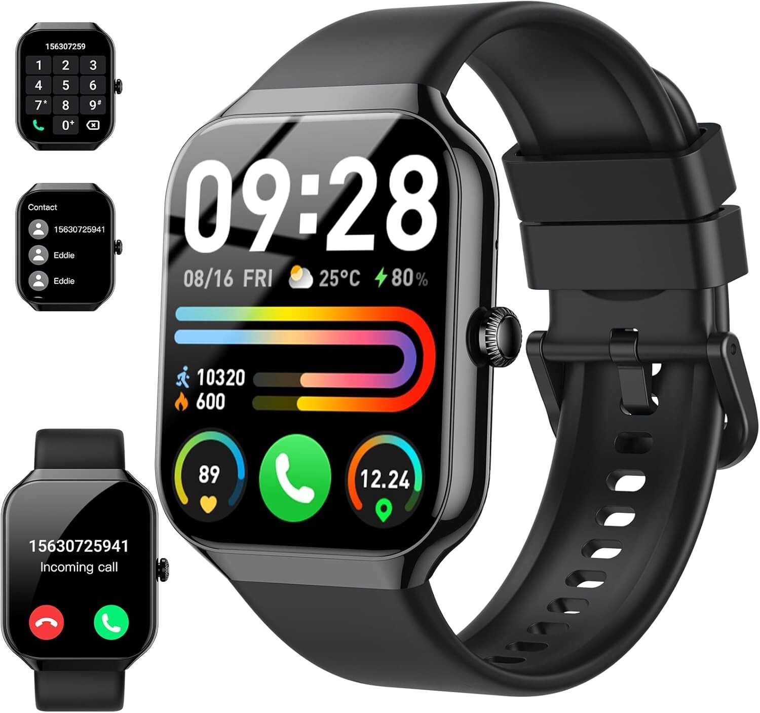 Smart Watch(Answer/Make Call), 1.96″ HD Smartwatch for Men Women, 2025 New
