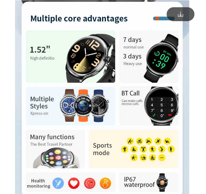 Z93 Pro – Round 1.5inch HD Screen – Pro Smart Watch-Orange – New Low Price