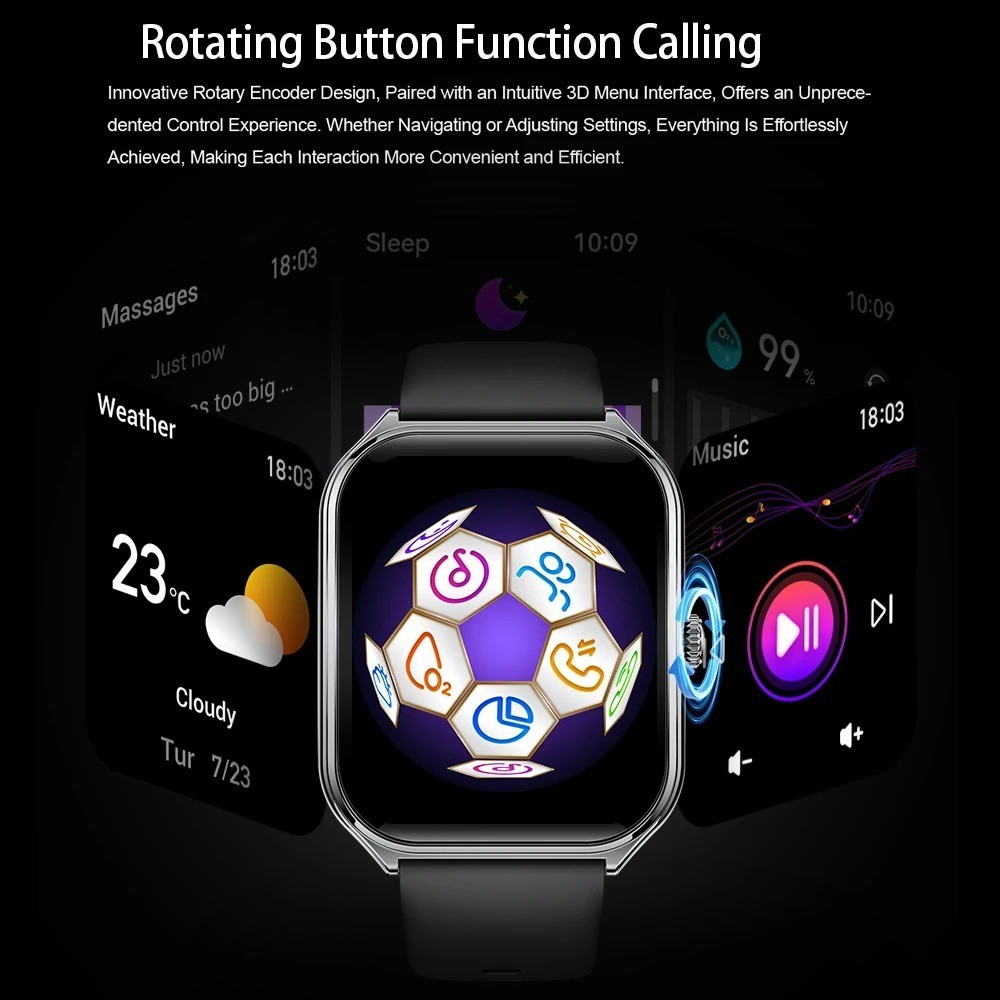 Smart Watch 1.96 Inch Bluetooth Call Health Monitor IP68 Waterproof