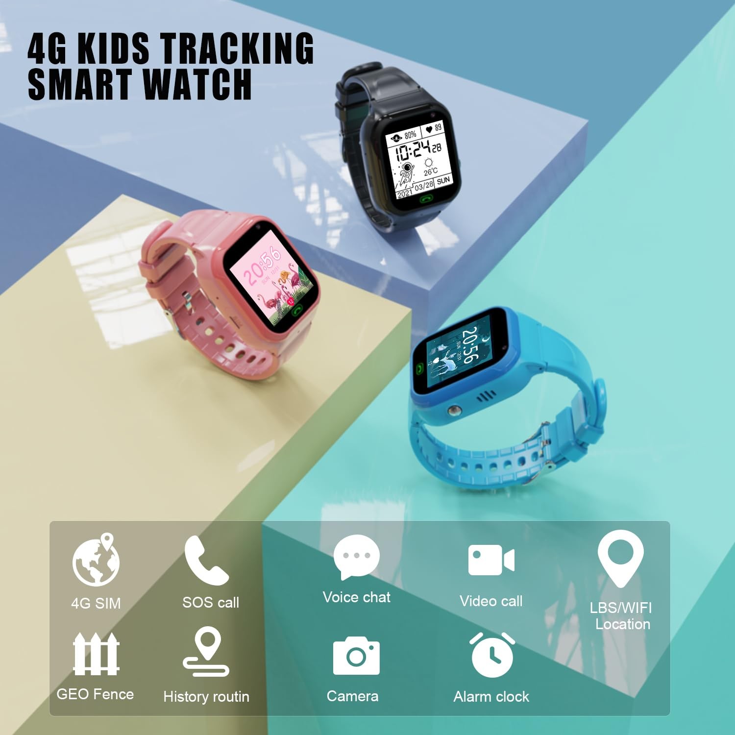 4G GPS Tracker, Boys Girls Smartwatches Watch Video SOS Alarm Voice Chat Game…