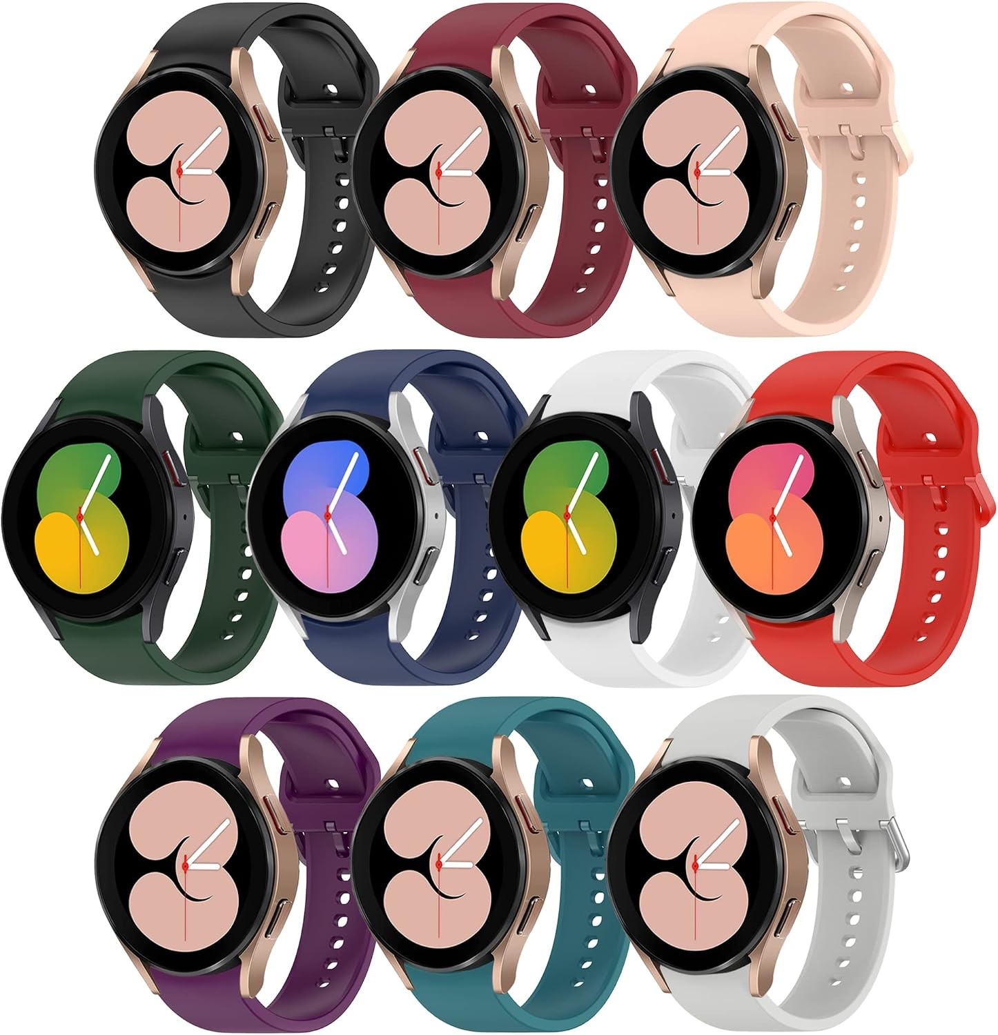 No Gap Band 10 Pack for Samsung Galaxy Watch 7 40mm 44mm – HSWAI Slate Color