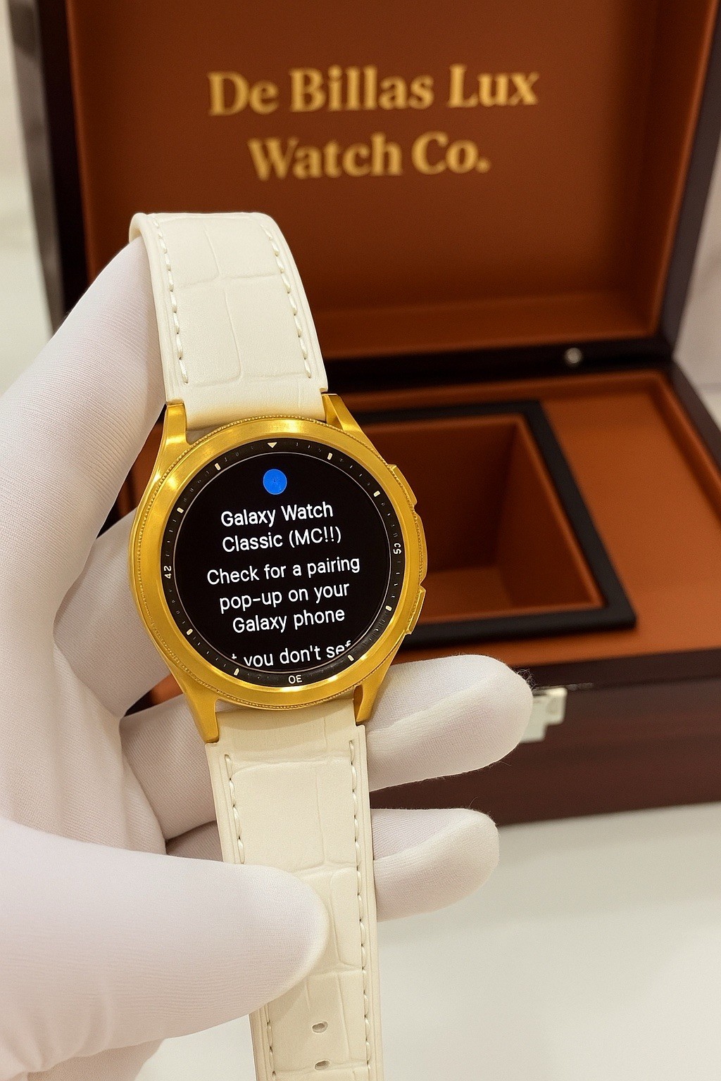 Custom 18k Gold Plated Samsung Galaxy Watch8 Classic White | LTE