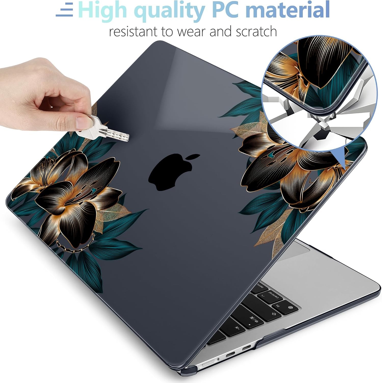 Case For Apple MacBook Air 15.3 inch (A3448/A3241/A3114/A2941) Golden Lilies