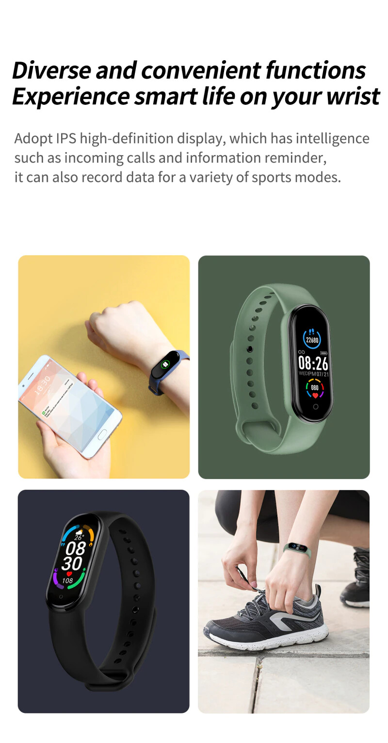 M6 Smart Band Watch Bracelet Wristband Fitness Tracker Blood Pressure Heartrate