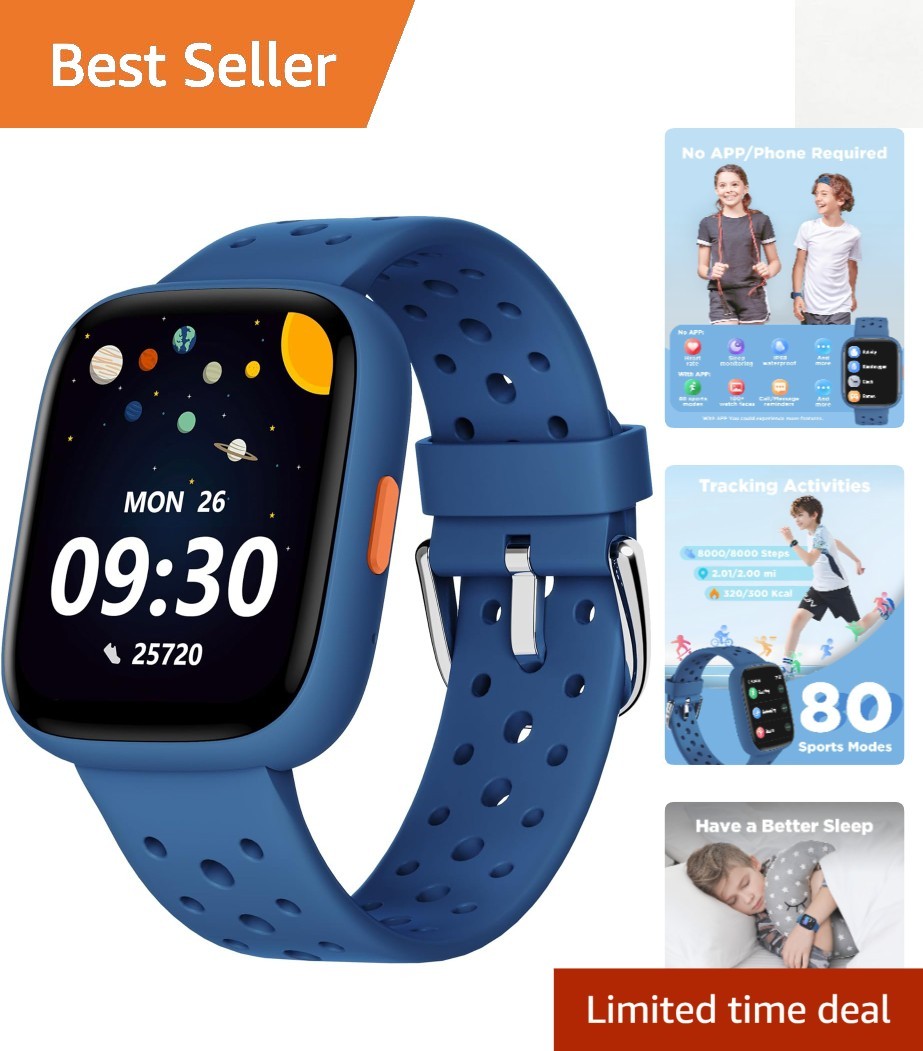 1.8” HD Touchscreen Kids Fitness Tracker – Waterproof Smart Watch for Ages 5-16