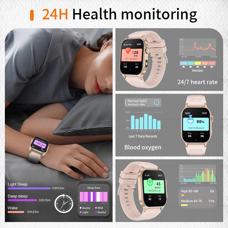 2026 Smart Watch Women Bluetooth Call Fitness Tracker Blood Oxygen Waterproof