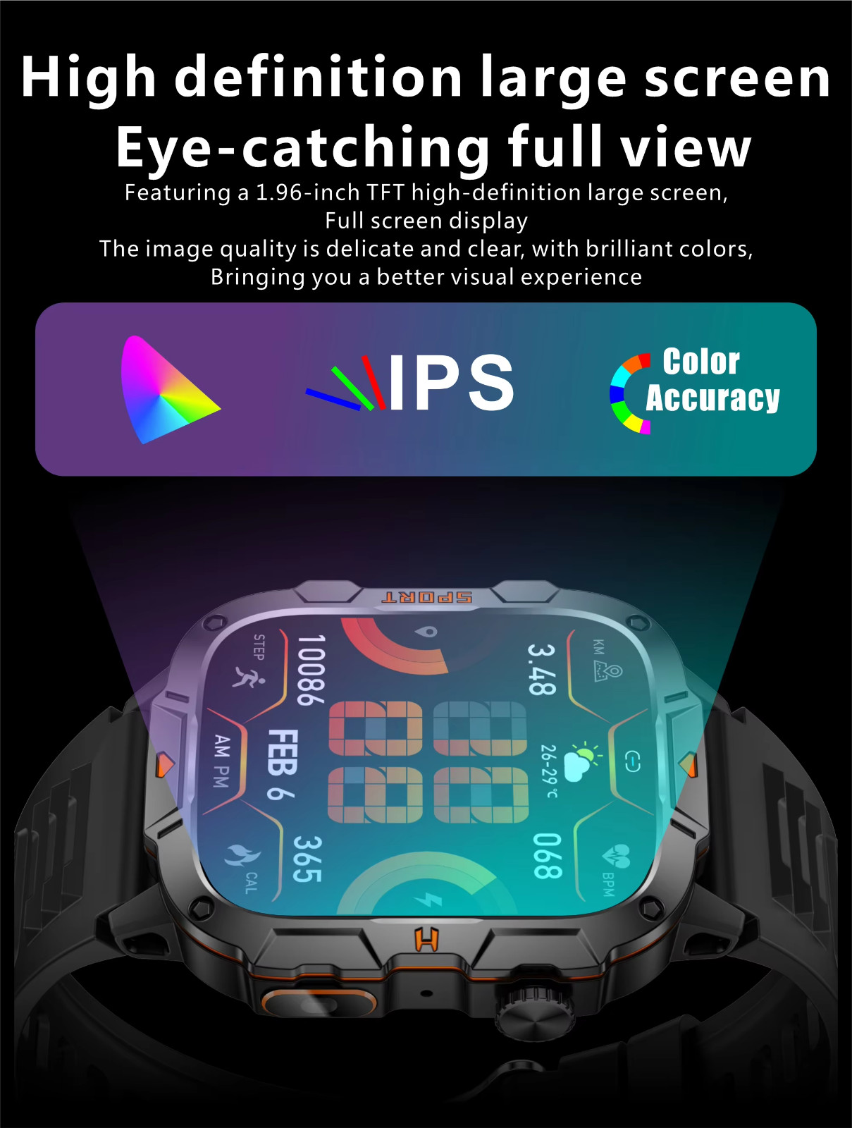 Military smart watch with built in Flashlight, QX12