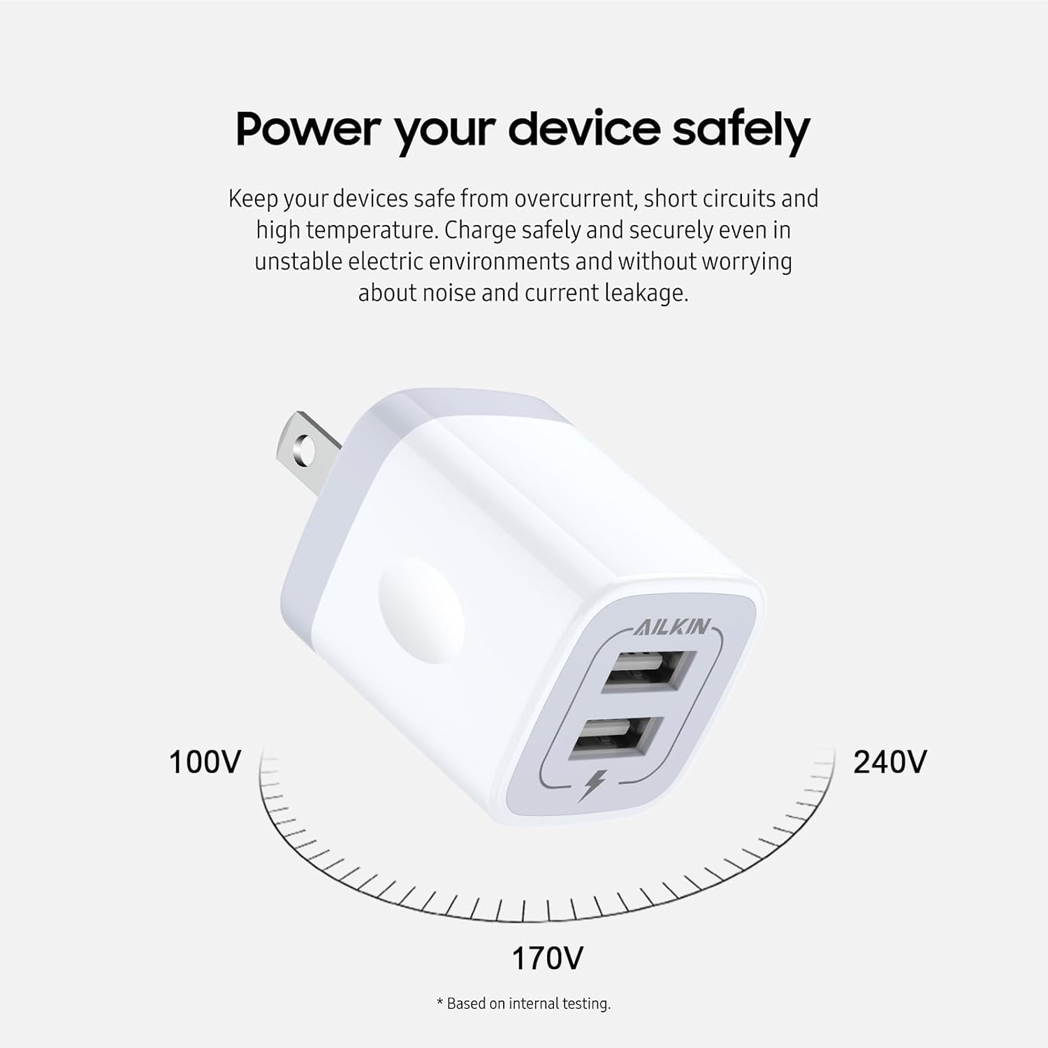 2-Pack USB Wall Charger Adapter Cube 2.1A Dual Port Quick Plug for iPhone Samsun