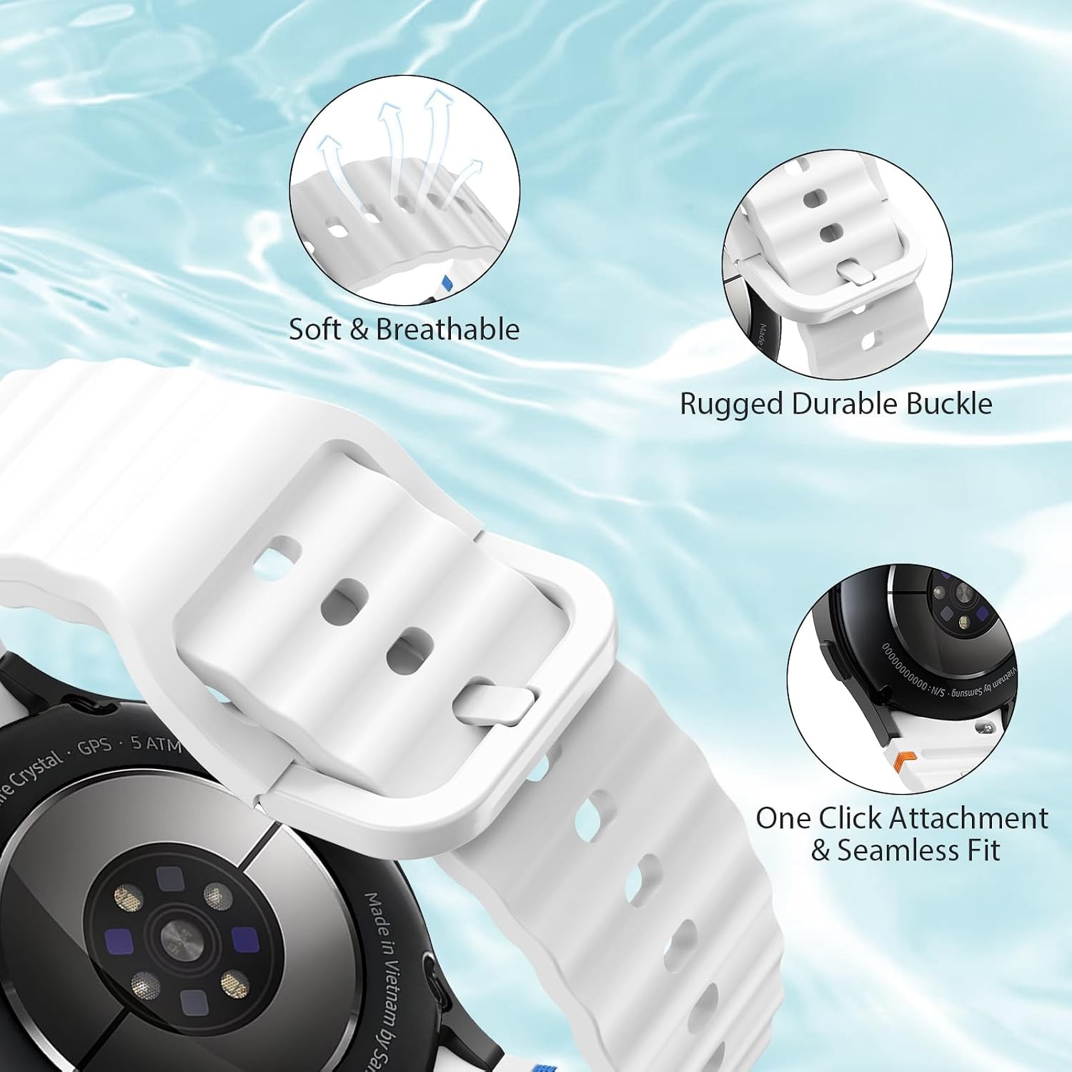 Case For Samsung Galaxy Watch 7/6/5/4 FE 40mm 44mm 43mm 47mm Soft Silicone Band