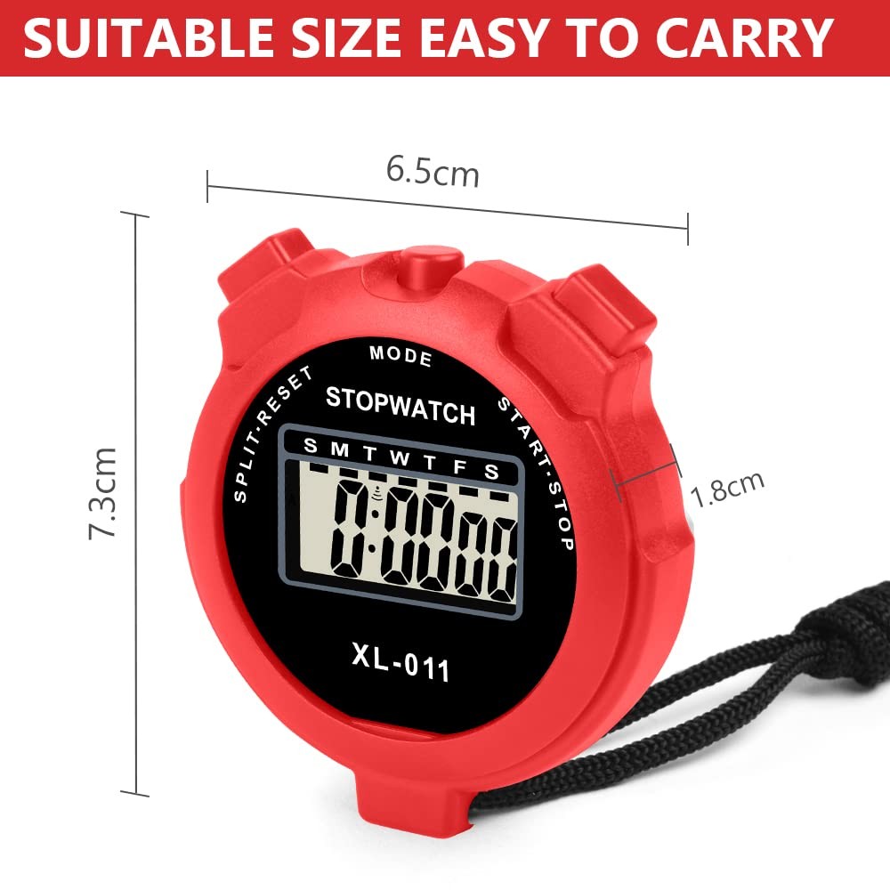 Digital Stopwatch Single Lap Split 12/24 Hour Clock for Coaches Swimming Running