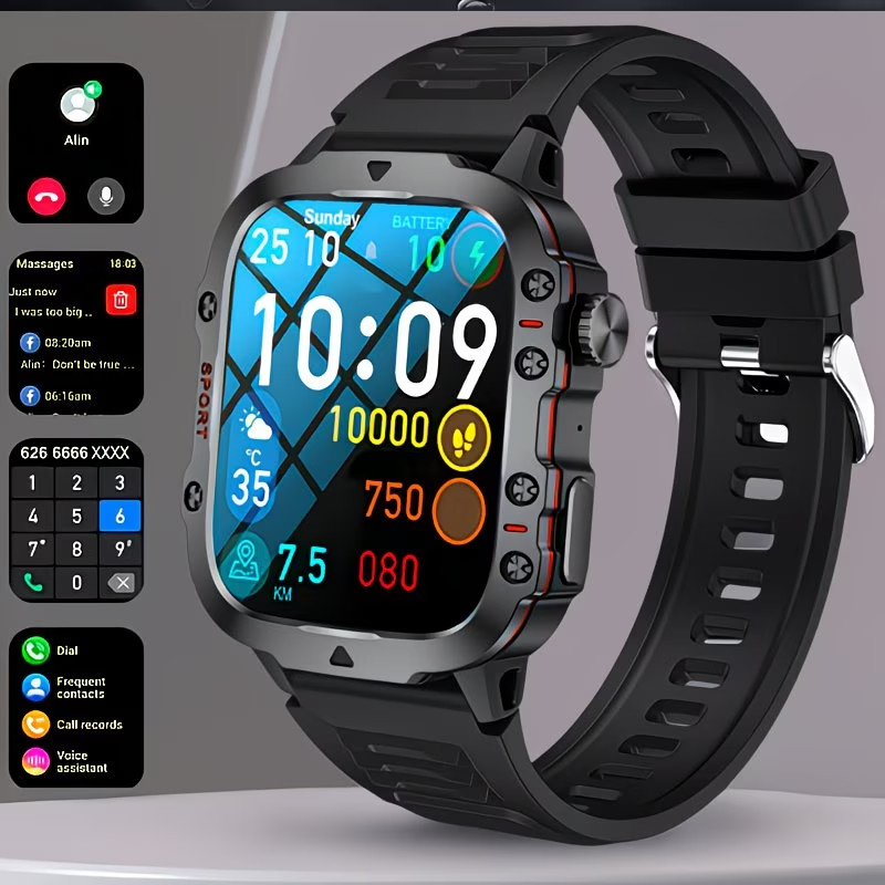 🔥Military Smart Watch for Men Bluetooth Call Rugged Fitness Tracker Android iOS