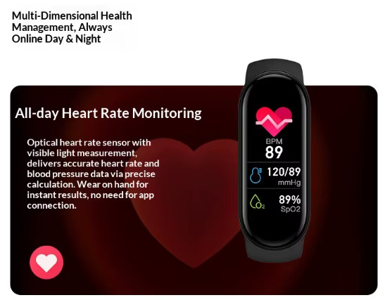 Smart M9 Fitness Tracker Watch Heart Rate Sleep Blood Oxygen Waterproof band SOS